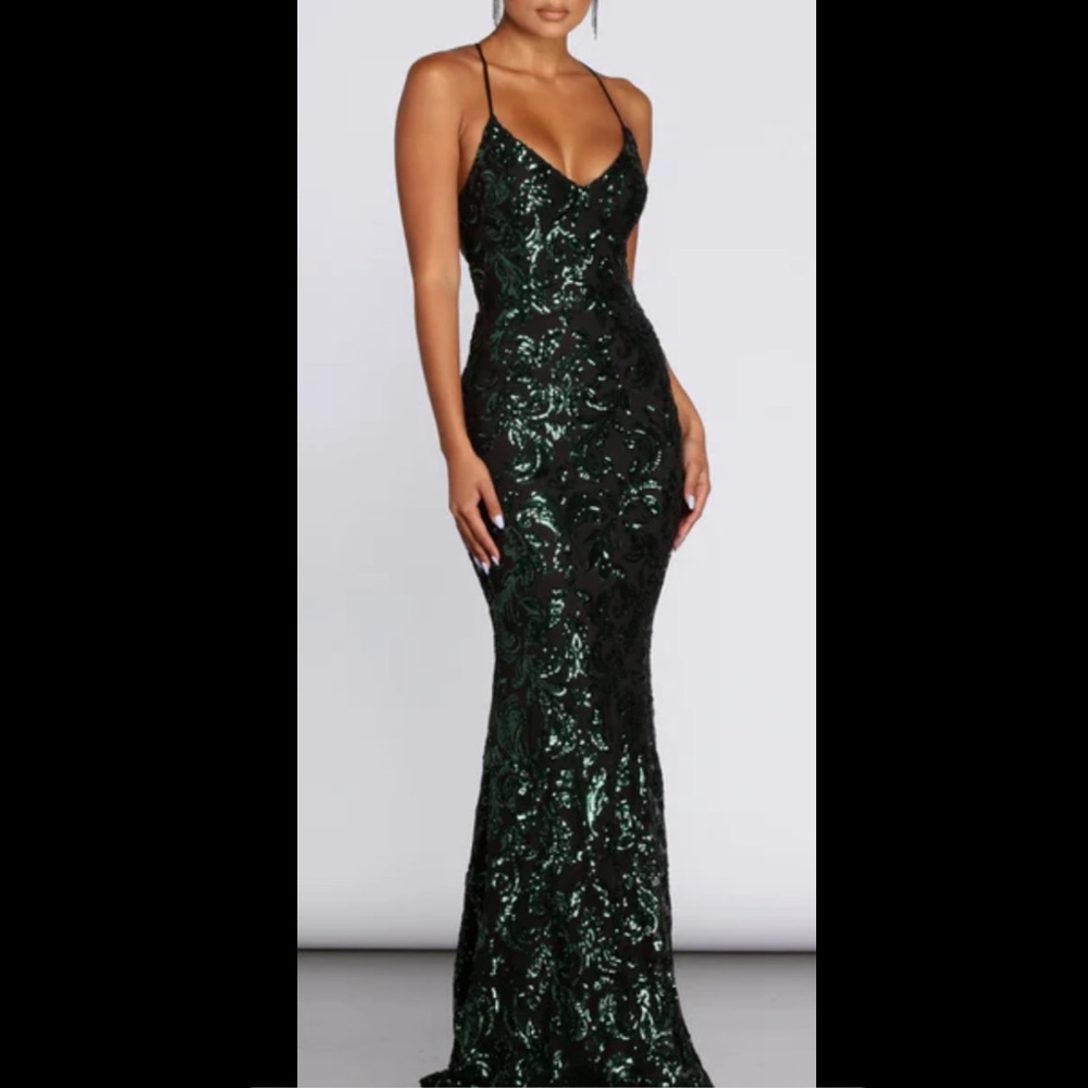 Windsor Green and Black Formal Dress 00